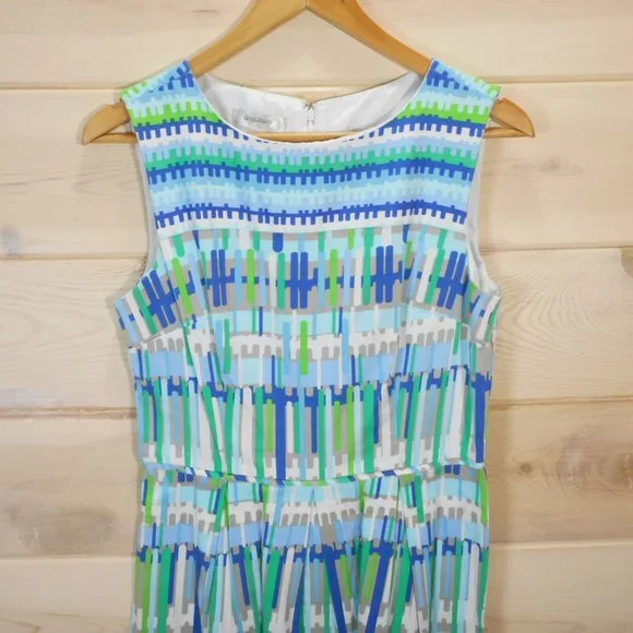 Dressbarn Womens Size 10 Sleeveless A-Line Dress Geometric Print - Picture 2 of 9